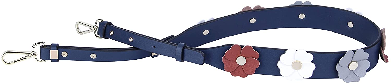 Price:$17.99 VanEnjoy Wide Flower Purse Straps Replacement Vintage Guitar Handbags Strap for Shoulder Bags (Blue-Gold Metal)  Handbags   