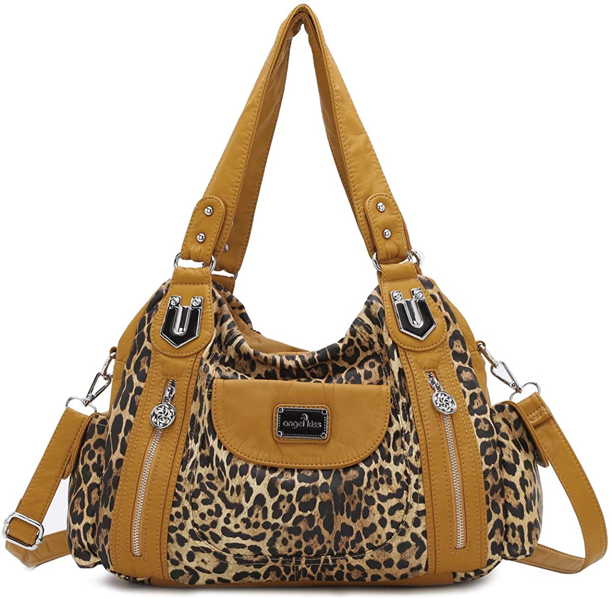 Price:$39.99    Angel Kiss Roomy Fashion Hobo Womens Handbags Ladies Purse Satchel Shoulder Bags Tote Washed Leather Bag (A-AK812-3B L06 YELLOW)  Clothing