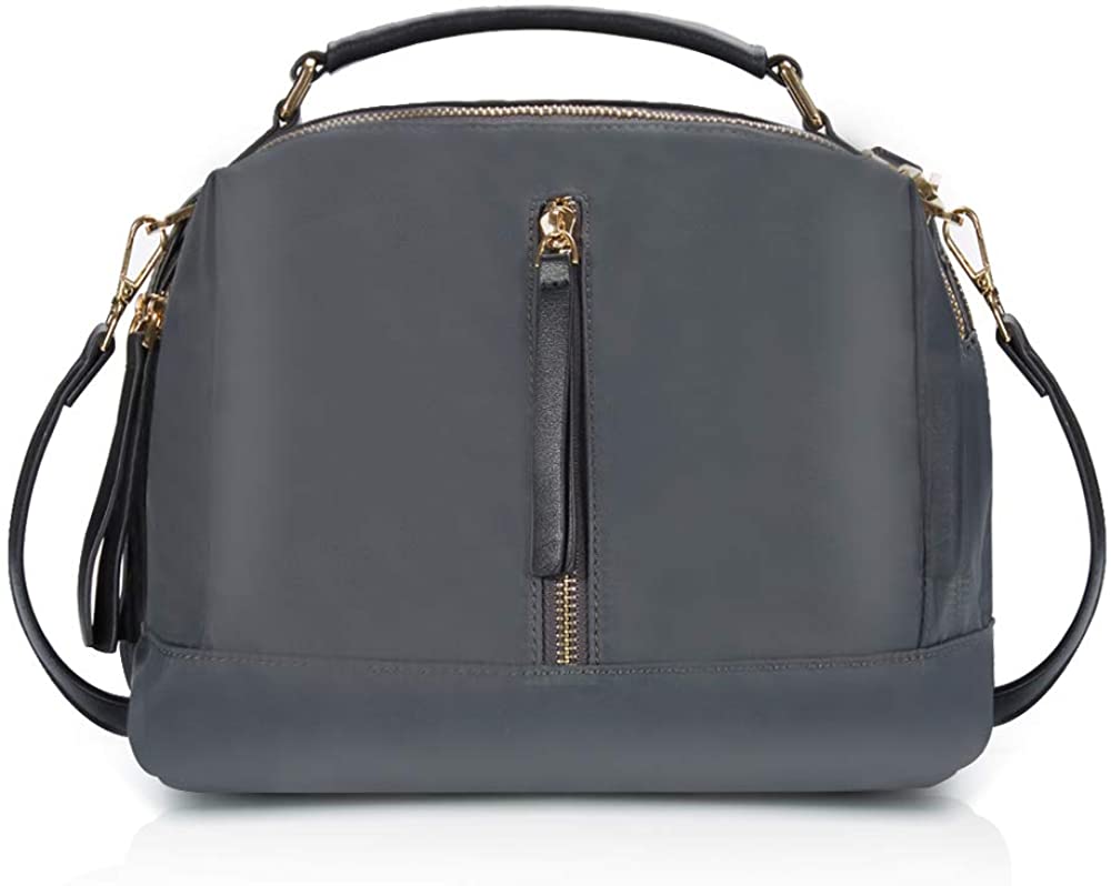 Price:$15.99 Chitobae Satchel Handbags for Women Fashion Double Layer Zipper Pockets Shoulder Bag(Grey)  Handbags   
