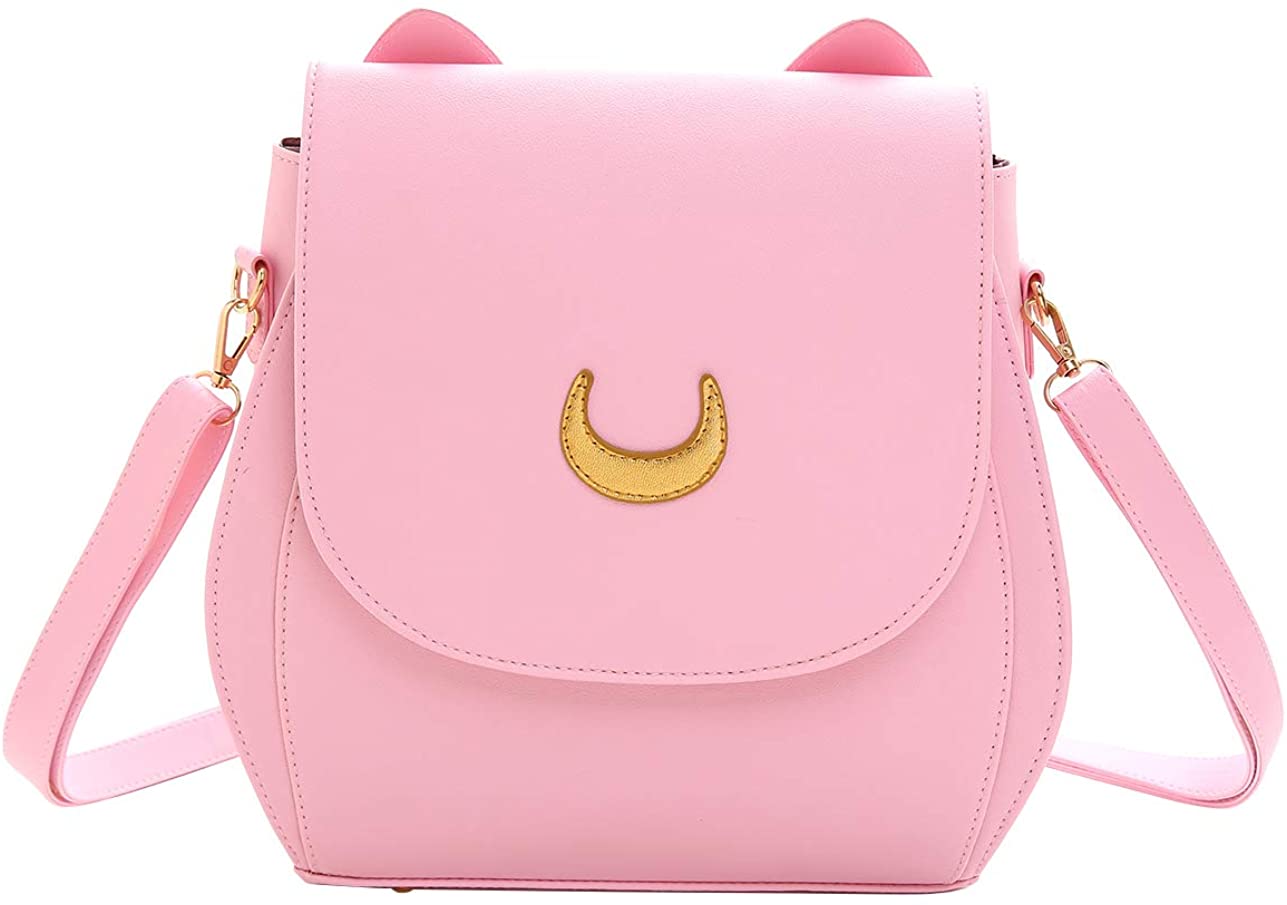Price:$25.99    XTAPAN Women Moon Luna Cat Purses Pu Leather Cute Cat Cross Body Shoulder Bag Pink  Clothing