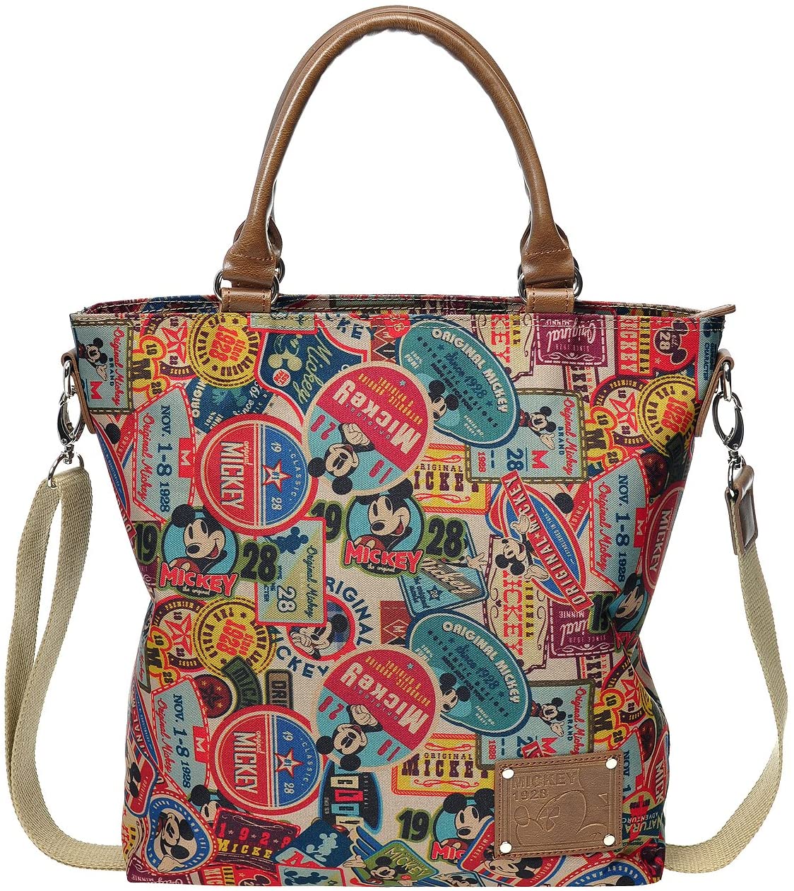 Price:$79.99    A93.Disney Mickey Mouse Women Tote Shopper Shoulder Cross Body Bag Handbag (02.Brown)  Clothing