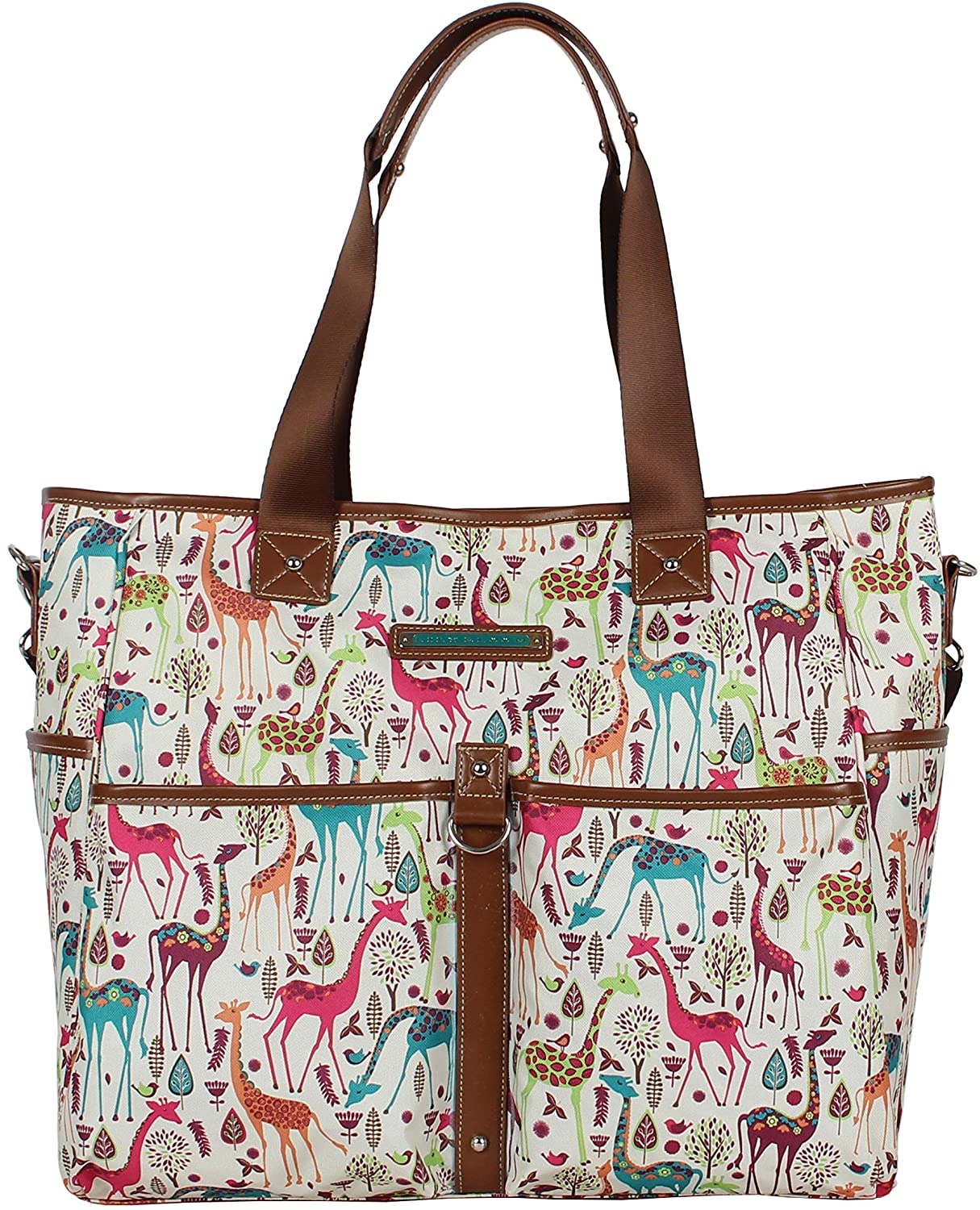 Price:$0.00    Lily Bloom Satchel Tote Bag| Shoulder Top-Handle Handbags| Large Capacity (One Size, Giraffe Park Beige)  Clothing