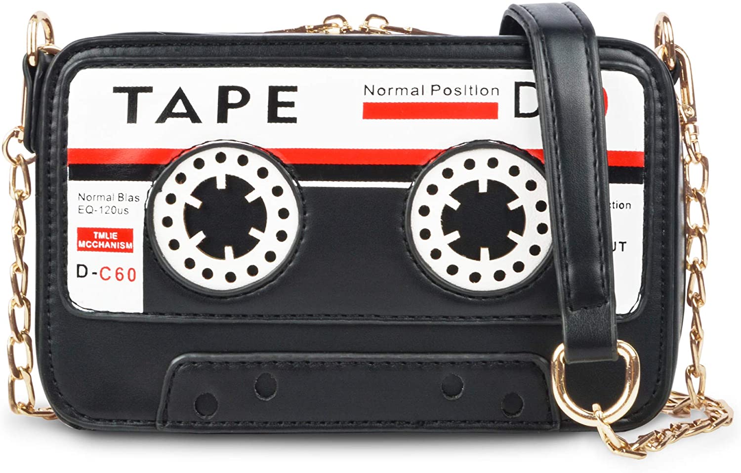 Price:$23.99 Unique Tape Shaped Crossbody Bag, Ustyle Women Girls Teens Cute Cartoon Purse Shoulder Bag (black)  Handbags   