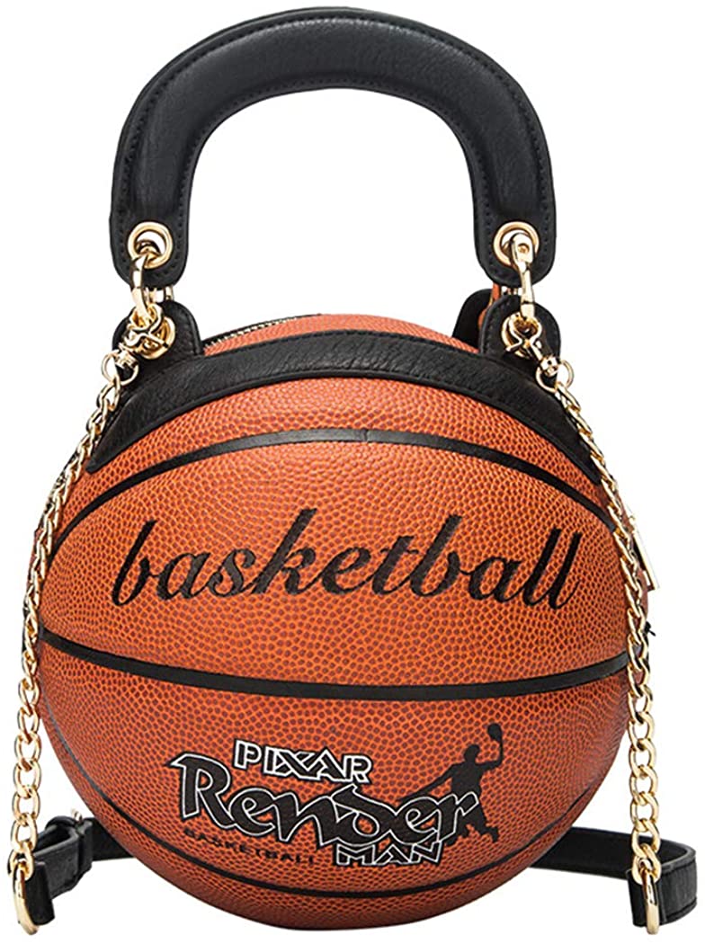Price:$45.99    Basketball Shaped Shoulder Messenger Handbags Purse Tote Cross Body PU Leather Cute Bag Adjustable Strap for Women Girls (Brown)  Clothing