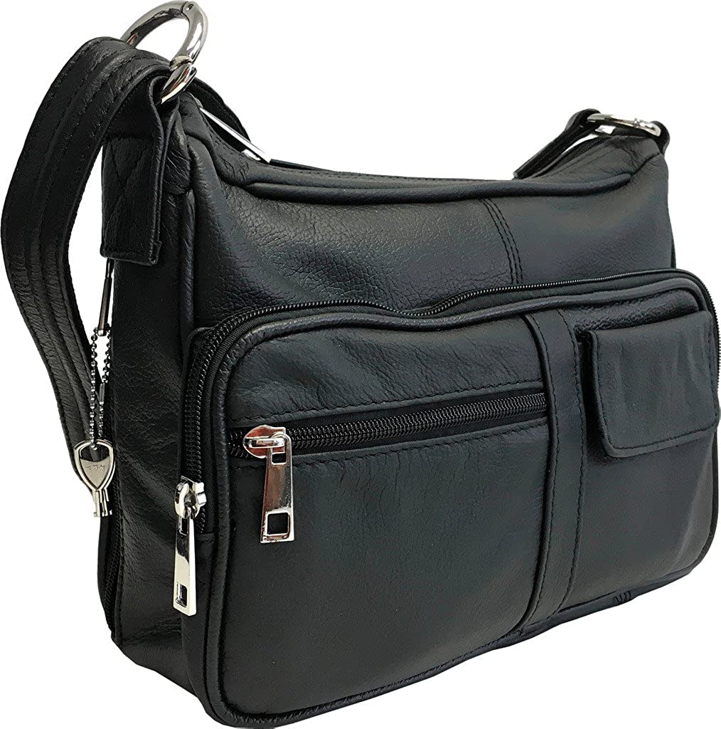 Price:$58.99    Genuine Leather Locking Concealment Purse CCW Concealed Carry Gun Bag Handbag, Ambidextrous, Black  Clothing