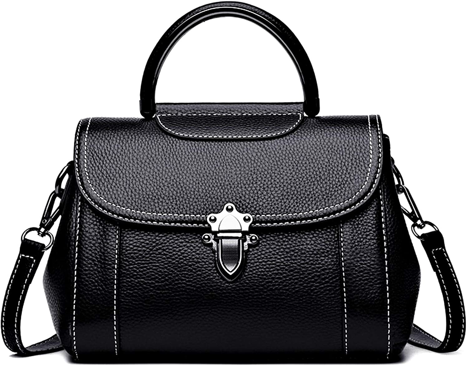 Price:$89.88 Women Leather Top-Handle Flap Bag - Ladies Handbags and Purses with Shoulder and Crossbody Strap - Small Midi Satchel for Office, Travel, Outdoor  Handbags   