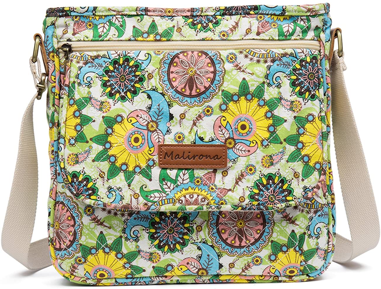 Price:$19.99    Malirona Canvas Messenger Bag Cross Body Purse Women Travel Purse Shoulder Satchel Floral Pattern (Flower)  Clothing