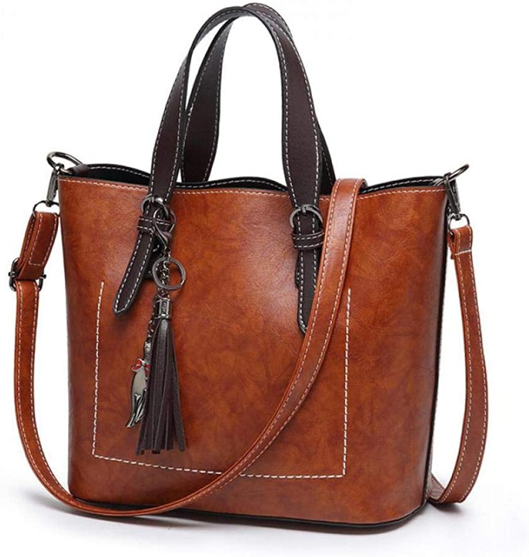 Price:$23.99    TENDS Handbags for Women Fashion Ladies PU Leather Top Handle Shoulder Tassel Tote Bags, Brown, One Size  Clothing