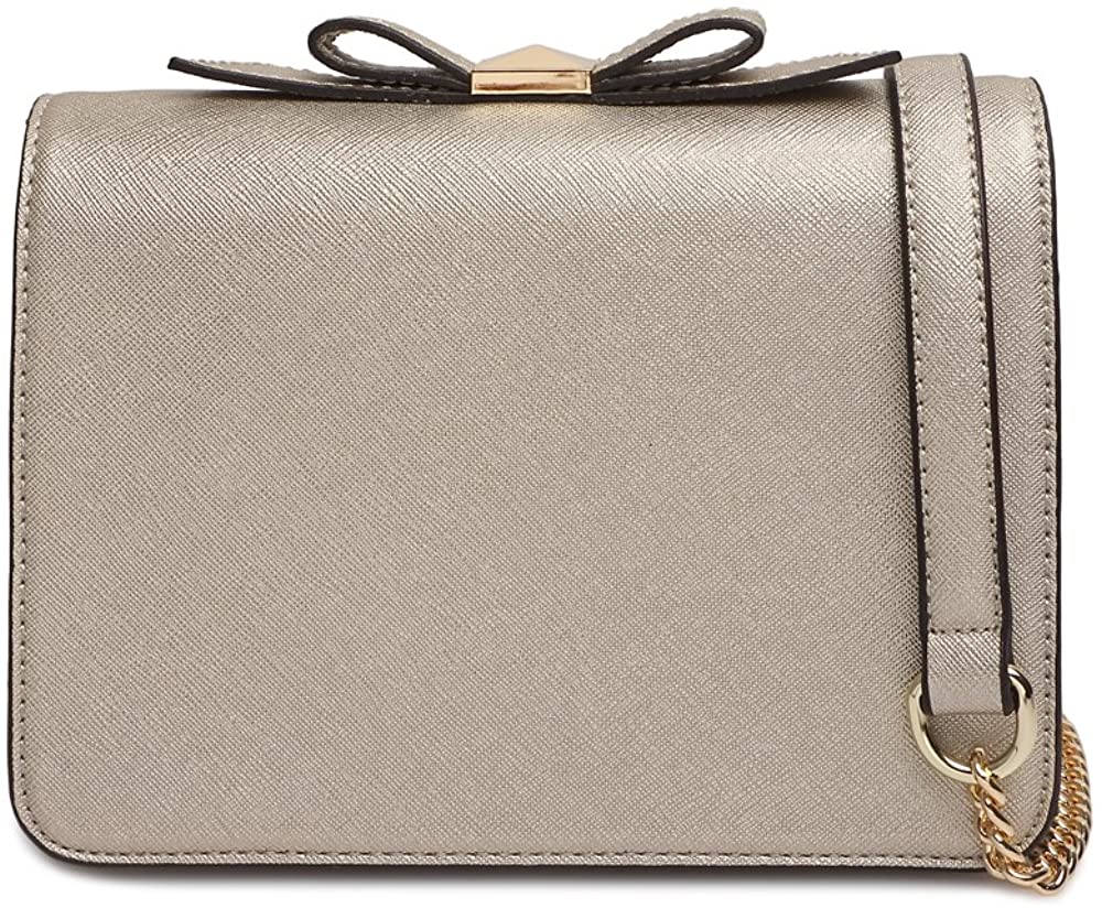 Price:$0.00 Small Crossbody Purse Wallet Pu Leather Bags with Bowknot Chain Strap for Women Shoulder Handbags (Gold)  Handbags   