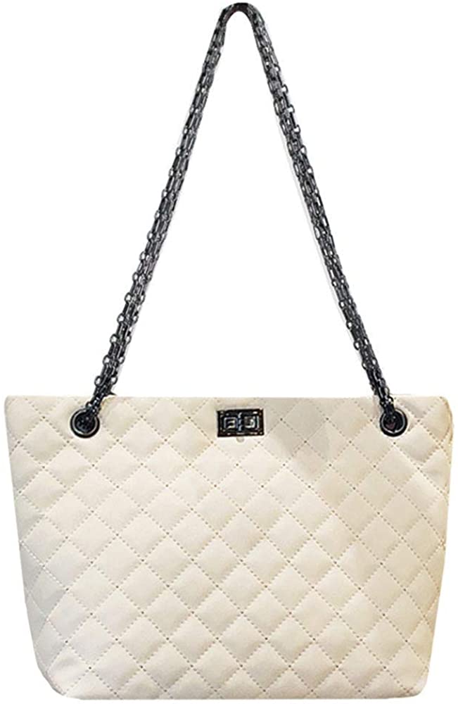 Price:$18.88    Aisa Women Fashion Plaid Patent Leather Top Handle Satchel Handbags Shoulder Bag Large Capacity Tote Bag (Beige)  Clothing
