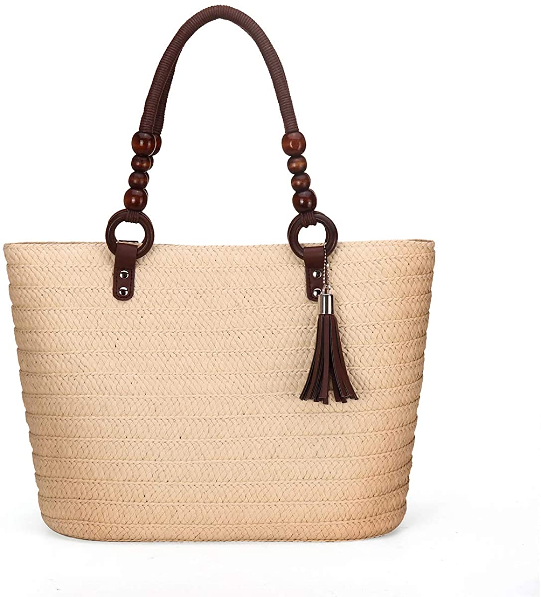 Price:$39.99    Kadell - Straw beach bag, Women Shoulder Bag Casual Handbag Tote Bag Purse Beach bag  Clothing