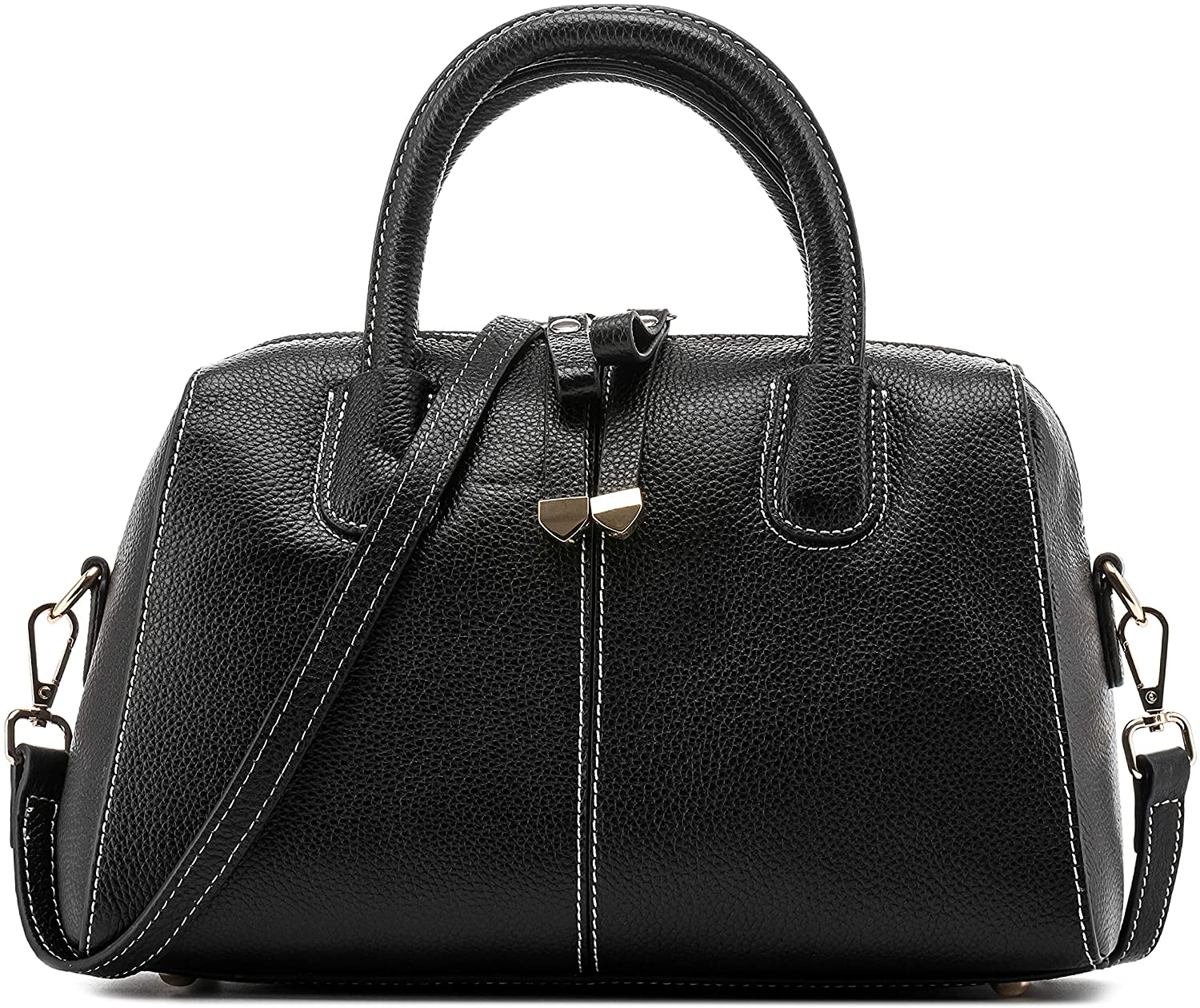 Price:$0.00    Genuine Leather Womens Handbags Classy Totes Top Handle Shoulder Crossbody Bag Satchel Ladies Purses (Black)  Clothing