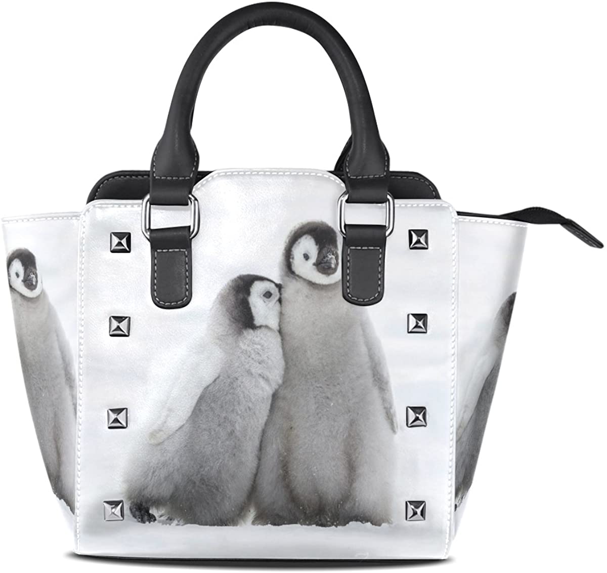 Price:$41.99    Snow Penguins Leather Handbags Purses Shoulder Tote Satchel Bags Womens  Clothing
