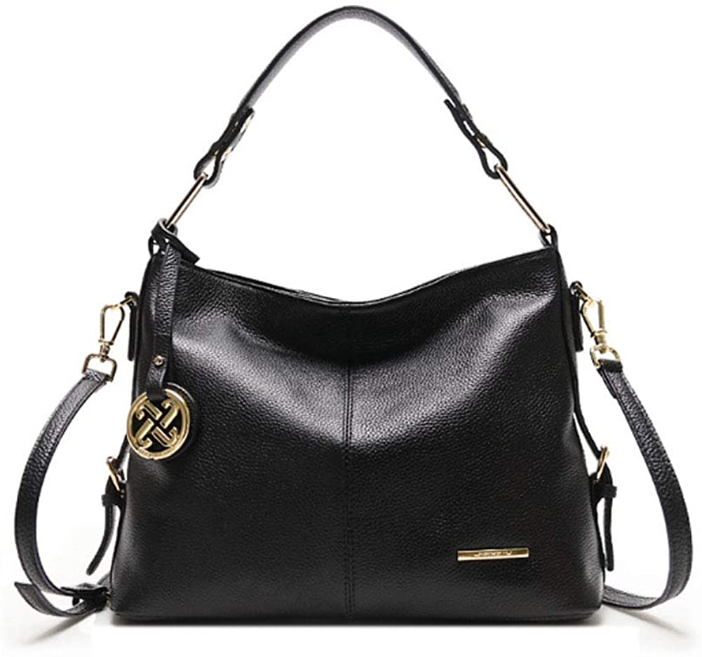 Price:$79.00    Voudi Women’s Genuine Leather Handbags Tote Top Handle Bag Hobo Shoulder Handbag Crossbody Bag (Black)  Clothing