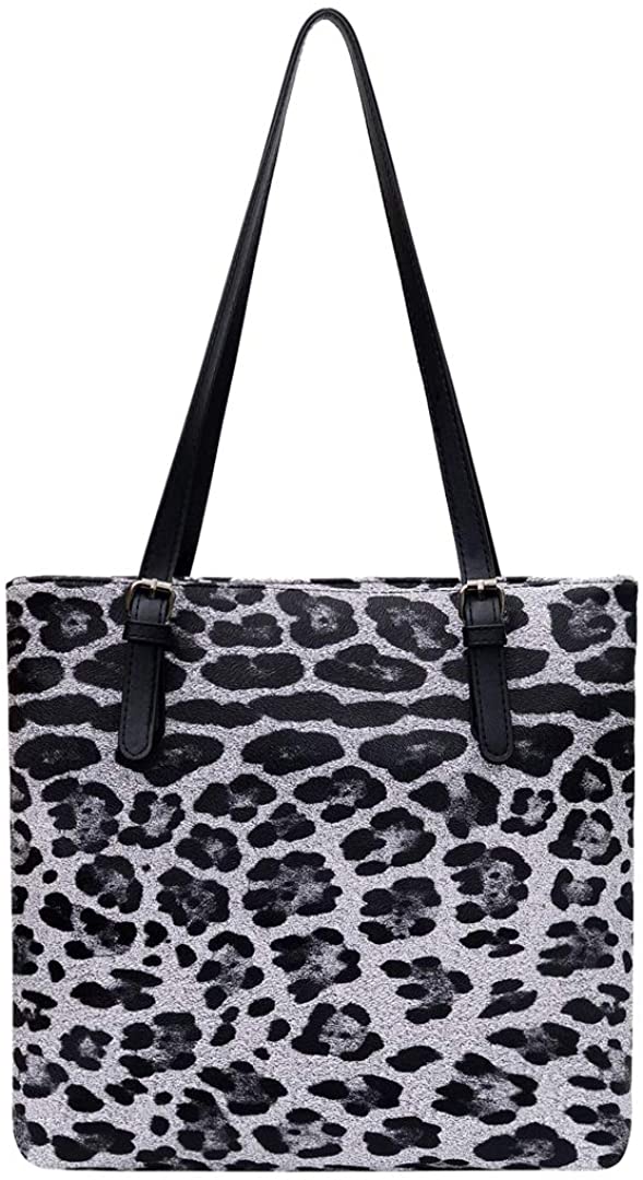 Price:$0.00    Gabrine Womens Casual Leopard Print Tote Shoulder Purse Handbag Satchel Shoulder Bags(Dark Gray)  Clothing
