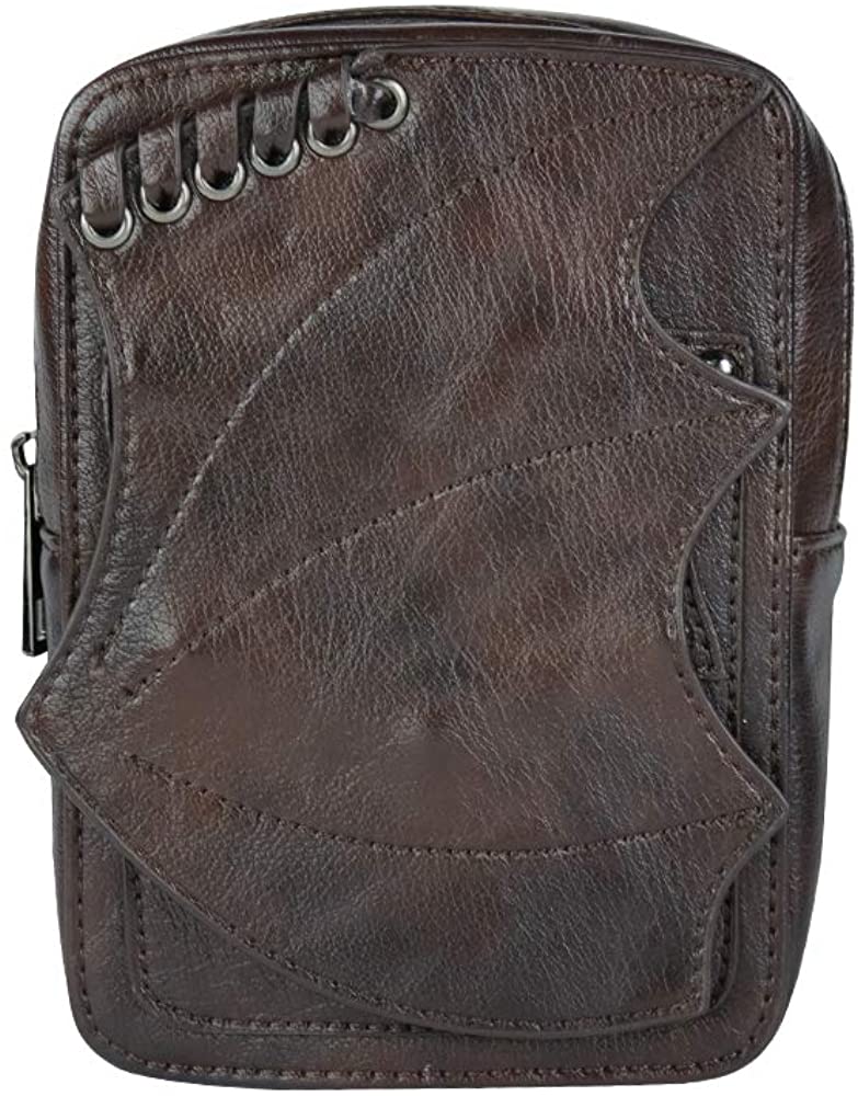 Price:$0.00 Leather Crossbody Bags for Women Gothic Vintage Leather Cellphone Purse Steampunk Shoulder Bags for Men (Brown)  Handbags   
