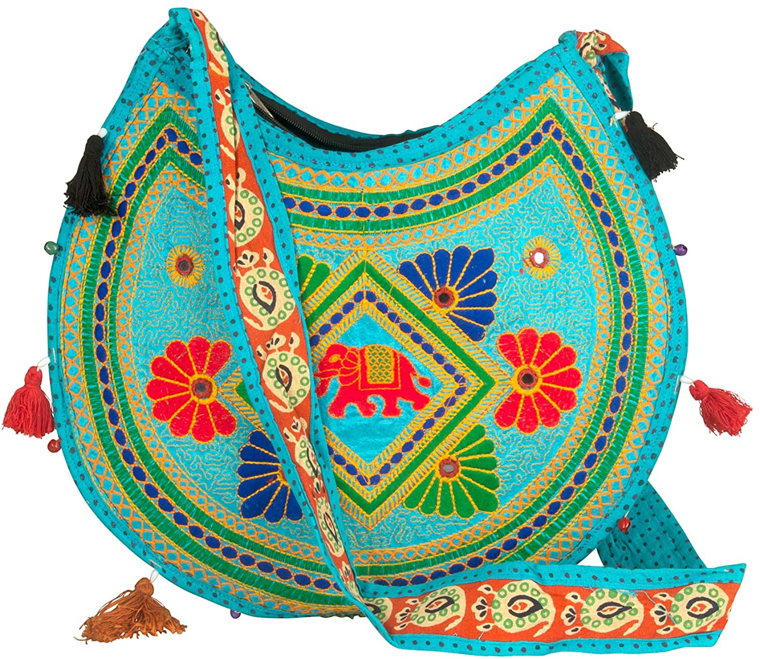 Price:$9.99    Hippie Sling Handmade Crossbody Bag Boho Chic Patchwork Embroidered Shoulder Purse Gypsy Blue  Clothing