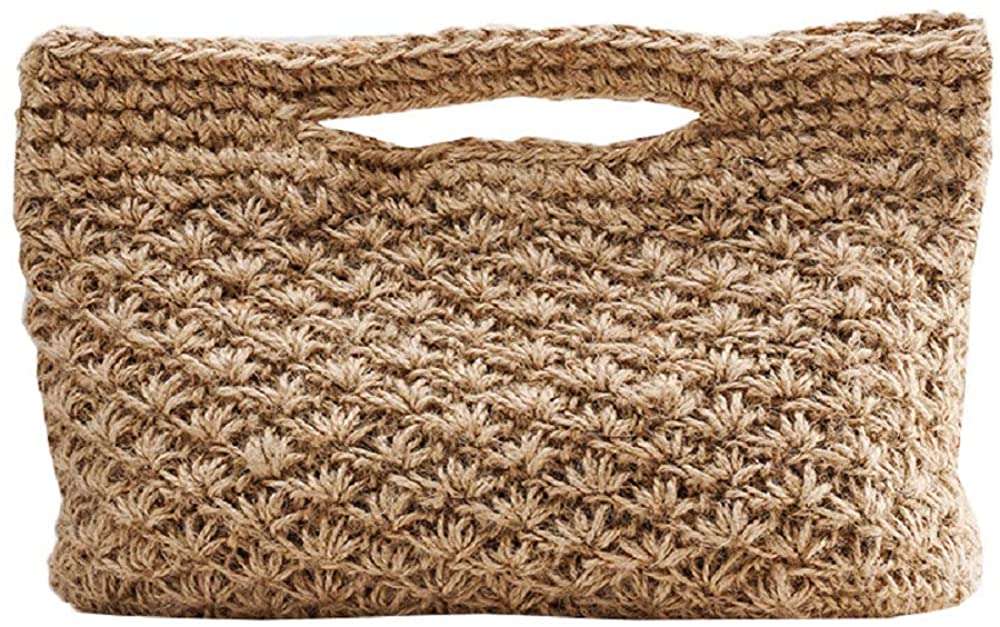 Price:$23.99 Aiello's Story Straw Bag for Beach Cotton Hand-woven Clutch Shoulder Bag Crossbody Bag Handbag for summer (Style 1), Khaki, Large  Handbags   
