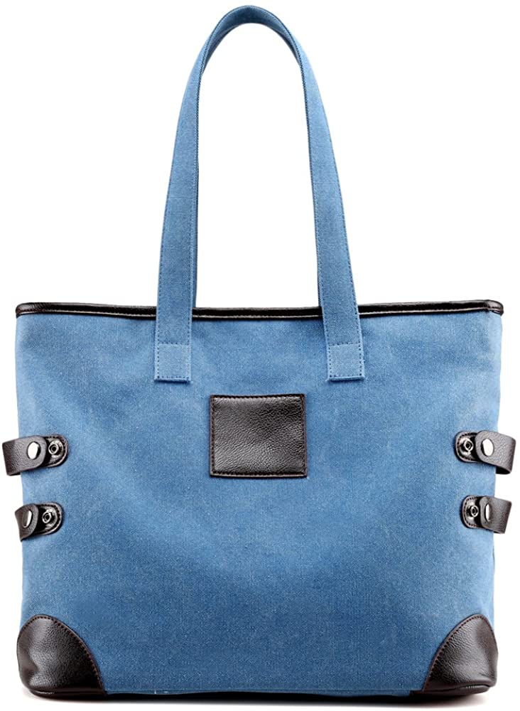 Price:$0.00    Hiigoo Women's Large Canvas Handbags Bags Casual Big Totes Shopping Bag Shoulder Bag (Blue)  Clothing