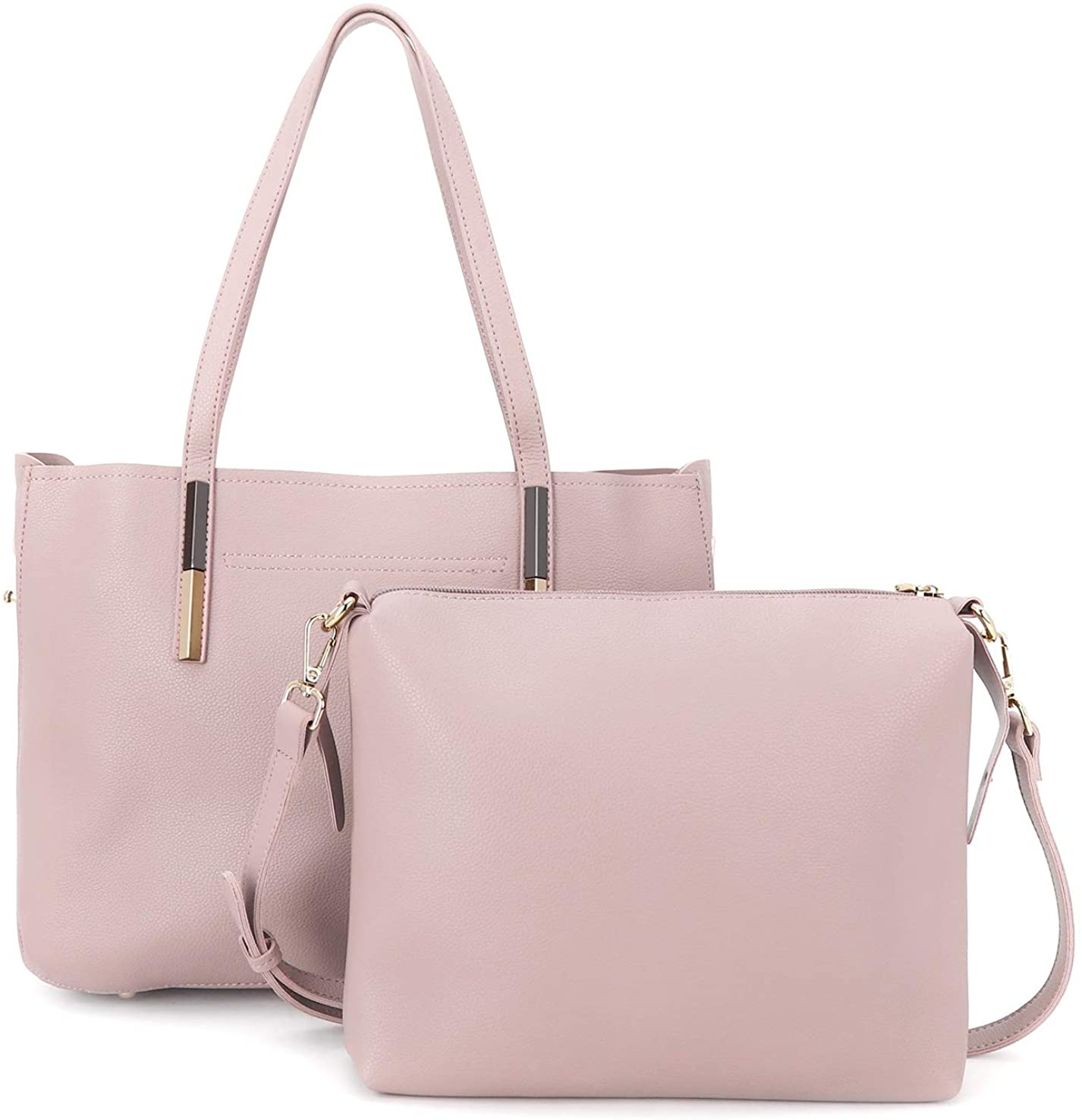Price:$45.99    Women Tote Bag Shoulder Bag Top Handle Faux Leather Satchel Purse Pouch Clutch Set 2pcs (XB-SQ949#PINK)  Clothing