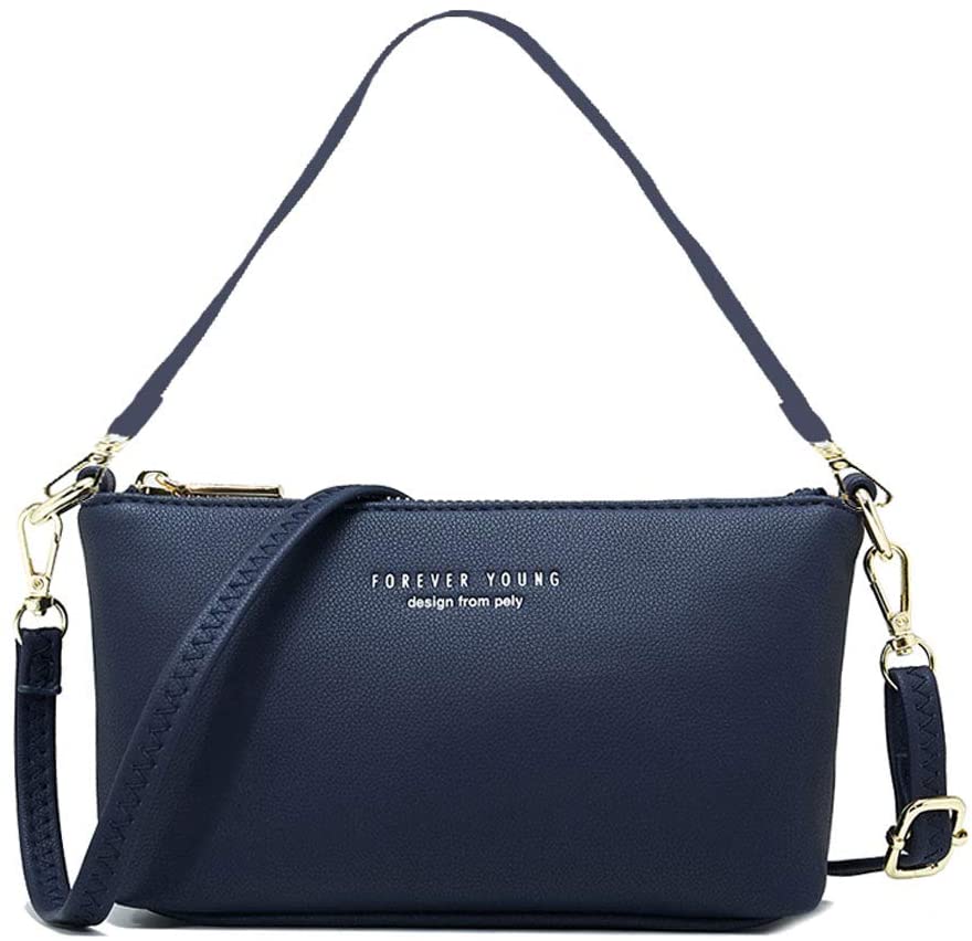 Price:$10.99 Travel Messenger Bags Crossbody Sling Bag Leather Shoulder Bags Roomy Handbag 2 Straps Casual Hiking Outdoors Elegant Blue  Handbags   