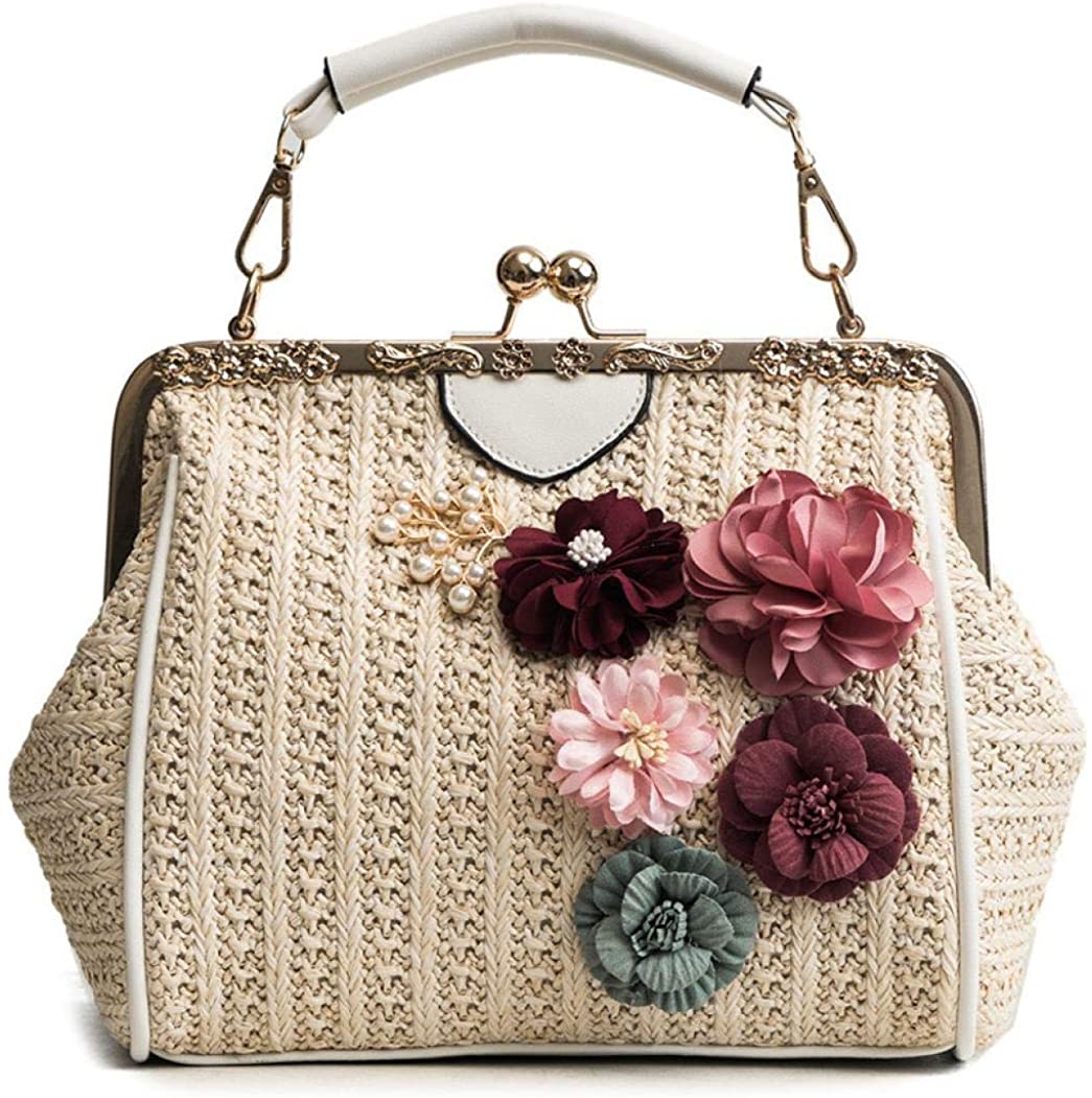 Price:$19.99    Women Straw Crossbody Bag Weave Shoulder Bag Rectangle Summer Beach Handbags (Beige)  Clothing