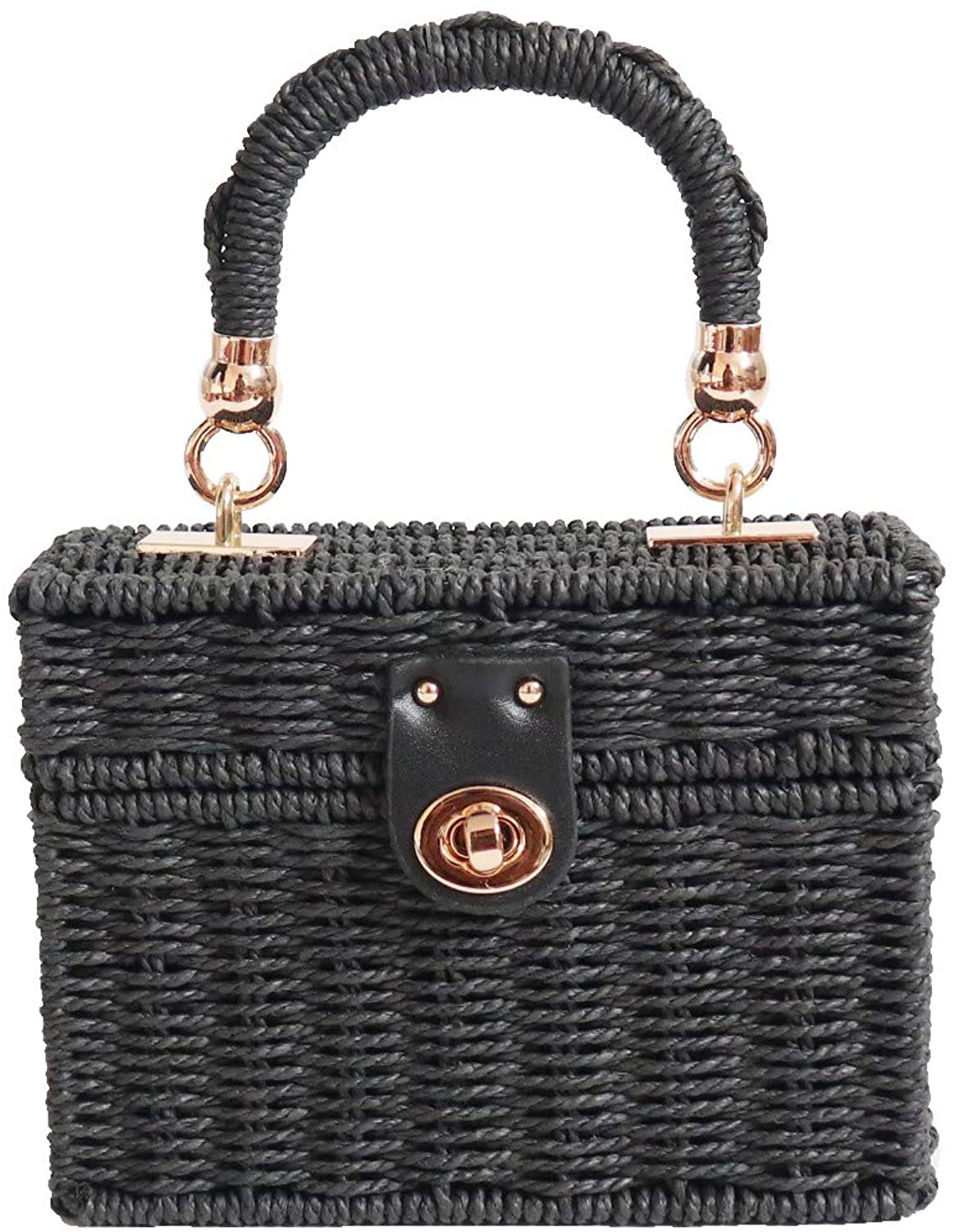 Price:$15.99 SUNCHOYEER Square Straw Bag for Women, Woven Crossbody Handbag, Handmade Shoulder Summer Beach Purse, Black  Handbags   
