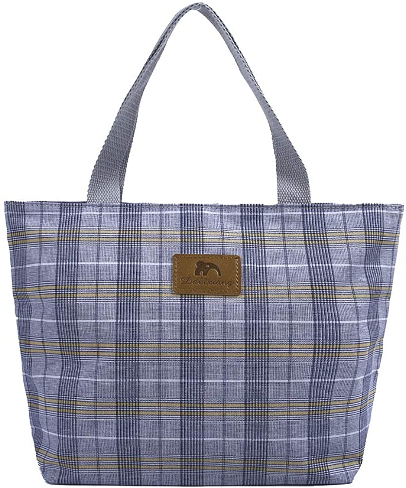 Price:$11.99    Women's Shopper Tote Travel Handbag Lightweight Fashion Ladies Shoulder Bags (Small, Small-Plaid Yellow-Blue)  Clothing