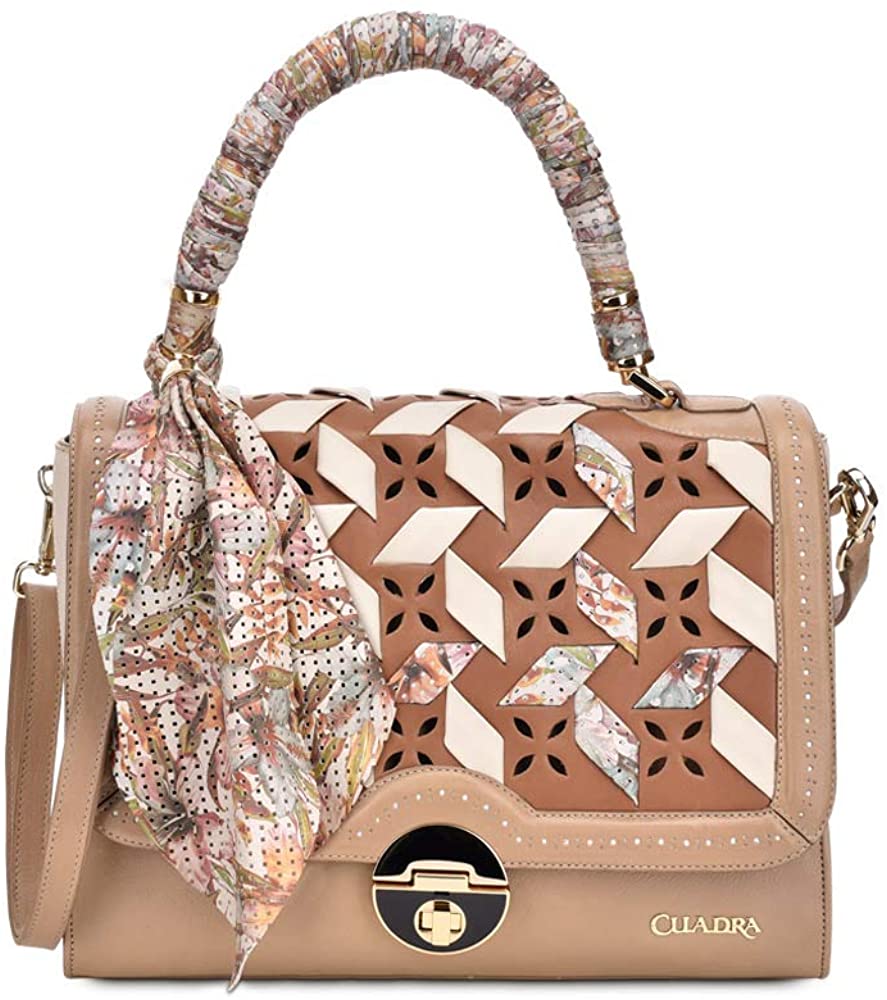Price:$335.00    Cuadra Women's Satchel Bag in Genuine Leather Beige  Clothing