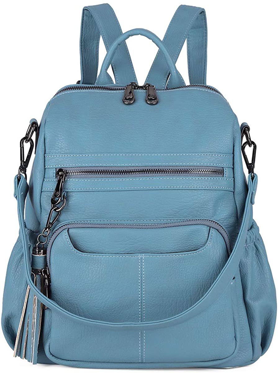 Price:$39.99    Women Bags Backpack Purse PU Leather Zipper Bags Casual Backpacks Shoulder Bags (DK8532#K273#6RIVER BLUE)  Clothing
