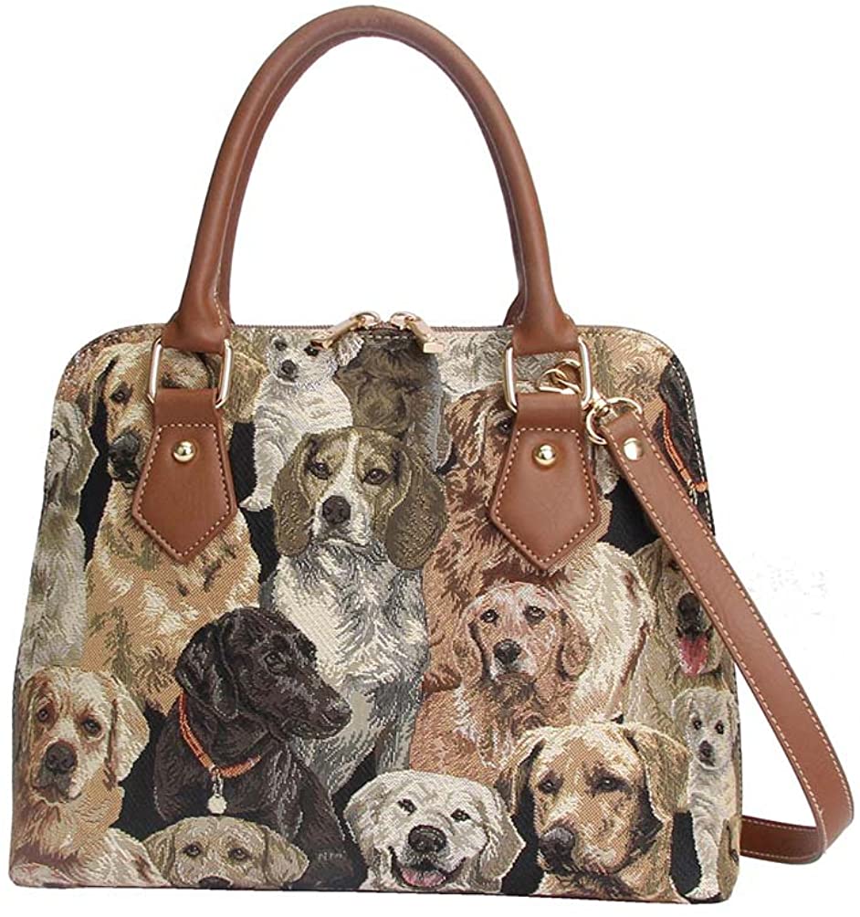 Price:$44.99 Signare Tapestry Handbag Satchel Bag Shoulder Bag and Crossbody Bag and Purse for Women with Labrador Dog Design (Conv-LAB)  Handbags   