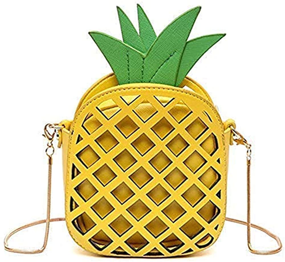 Price:$12.99    WILDFINDING Small Crossbody Bag Cute Purse Pineapple Fruit Shape Shoulder Bag PU leather Handbag Clutch for Womens Girls, Yellow, 16cm  Clothing
