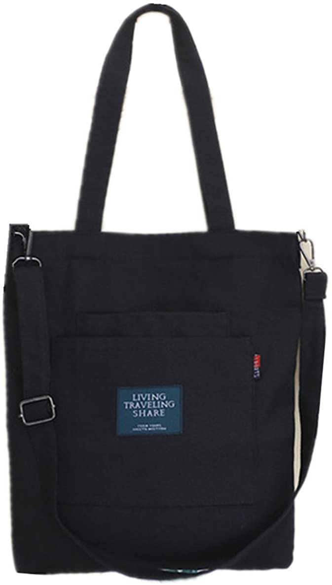 Price:$15.99    Women's Canvas Handbags Simple Casual Top Handle Tote Bag Crossbody Shoulder Bag Black  Clothing