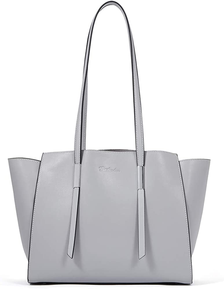 Price:$39.99 BOSTANTEN Women Leather Designer Handbag Tote Shoulder Purses Top-handle Bag Grey  Handbags   