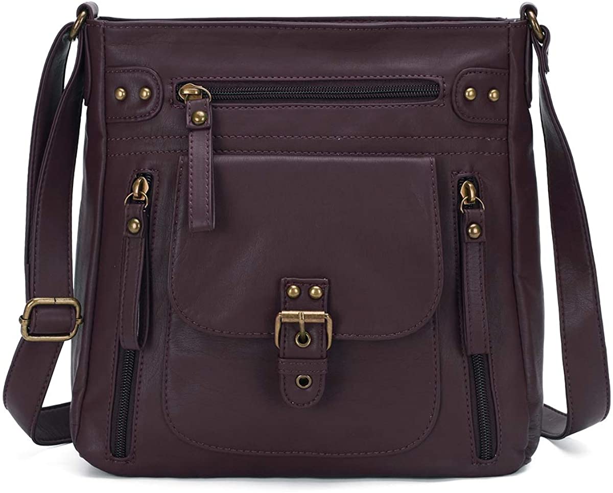 Price:$29.98 KL928 Crossbody Bags for Women Shoulder Bag Soft PU Washed Leather Purse (Purple)  Handbags   