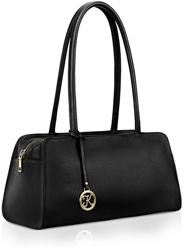 Price:$59.99    Kattee Leather Purses and Handbags for Women Small Top-handle Tote Bag Satchel Shoulder Bags Black  Clothing