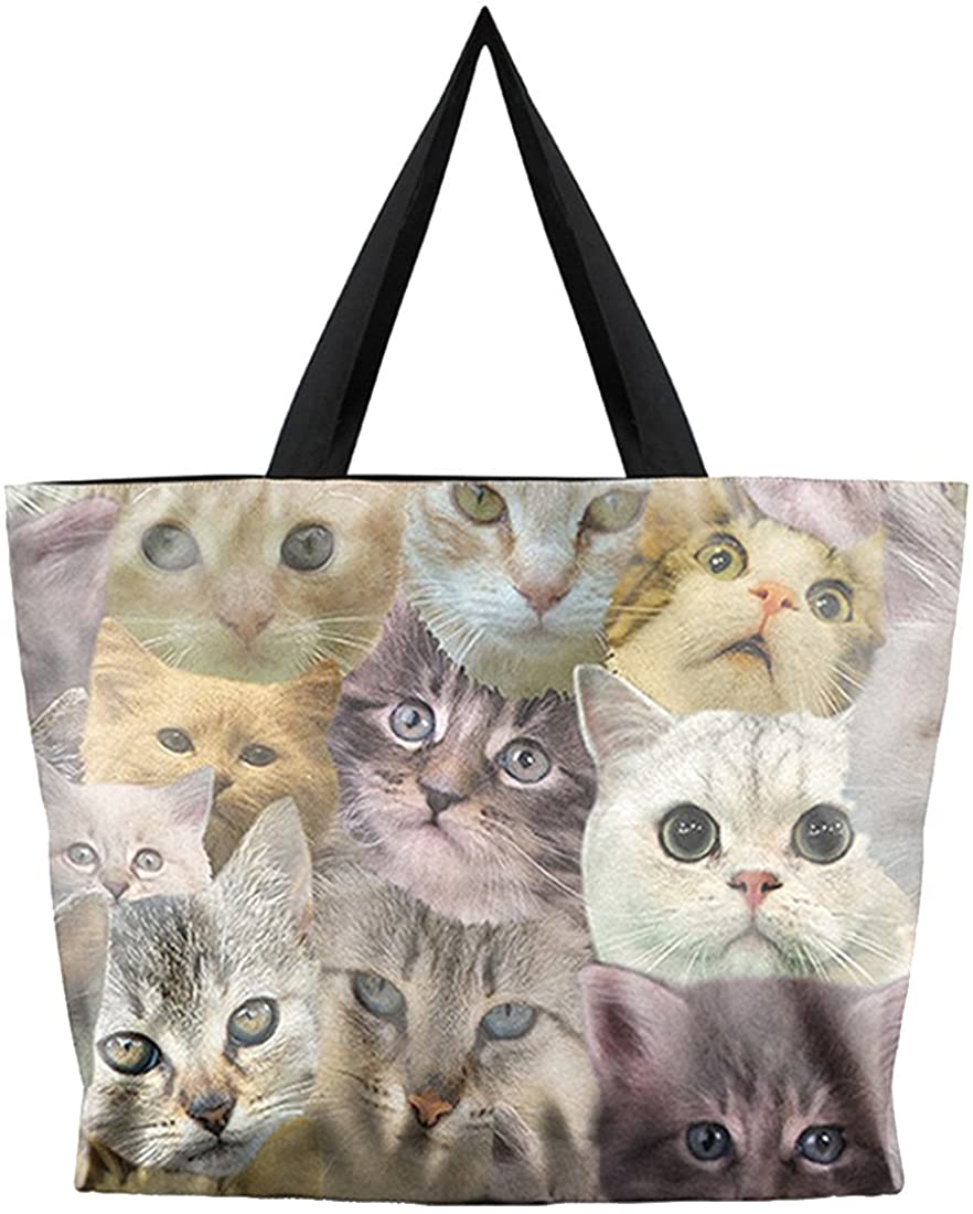 Price:$14.99 THENICE Women's Fashion Designs Print Handbags Shoulder Bags (Curious cat)  Handbags   