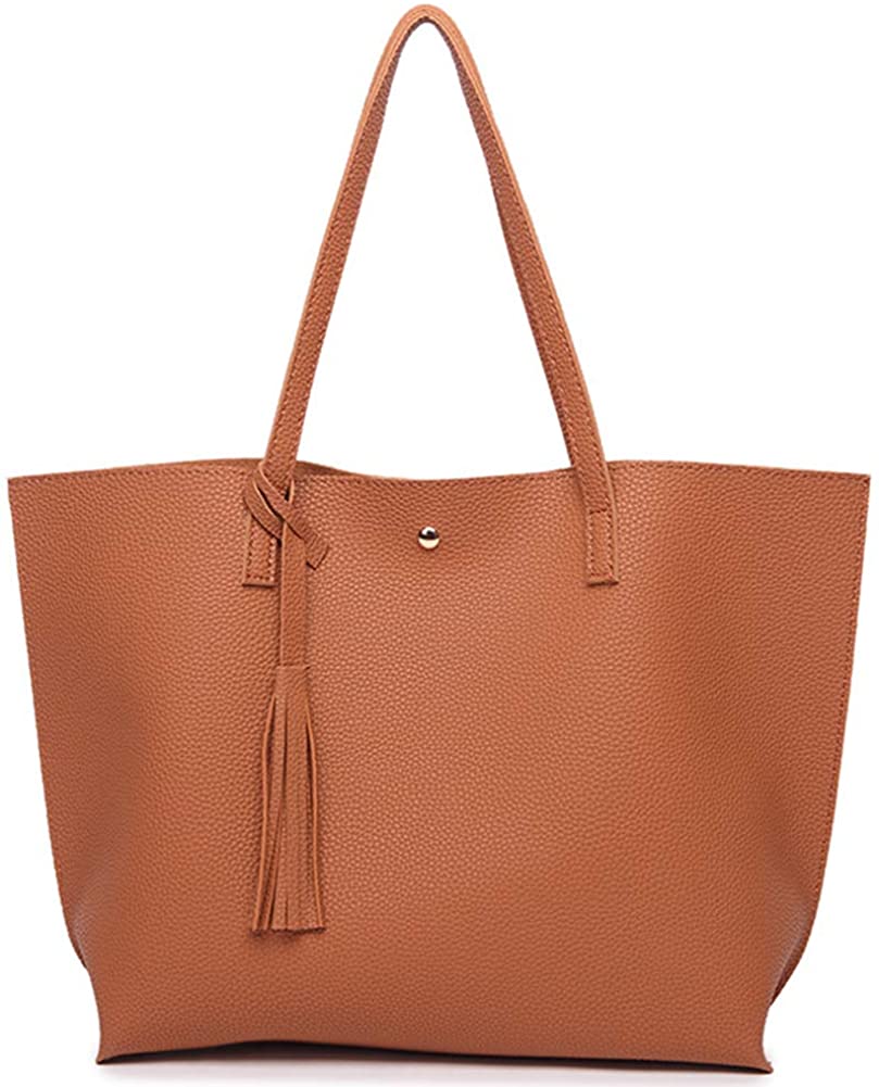 Price:$13.99    IBLUE Women Tote Bag Purse Large Faux Leather Shoulder Bag Tassel Satchel Handbags, D1059 (brown)  Clothing