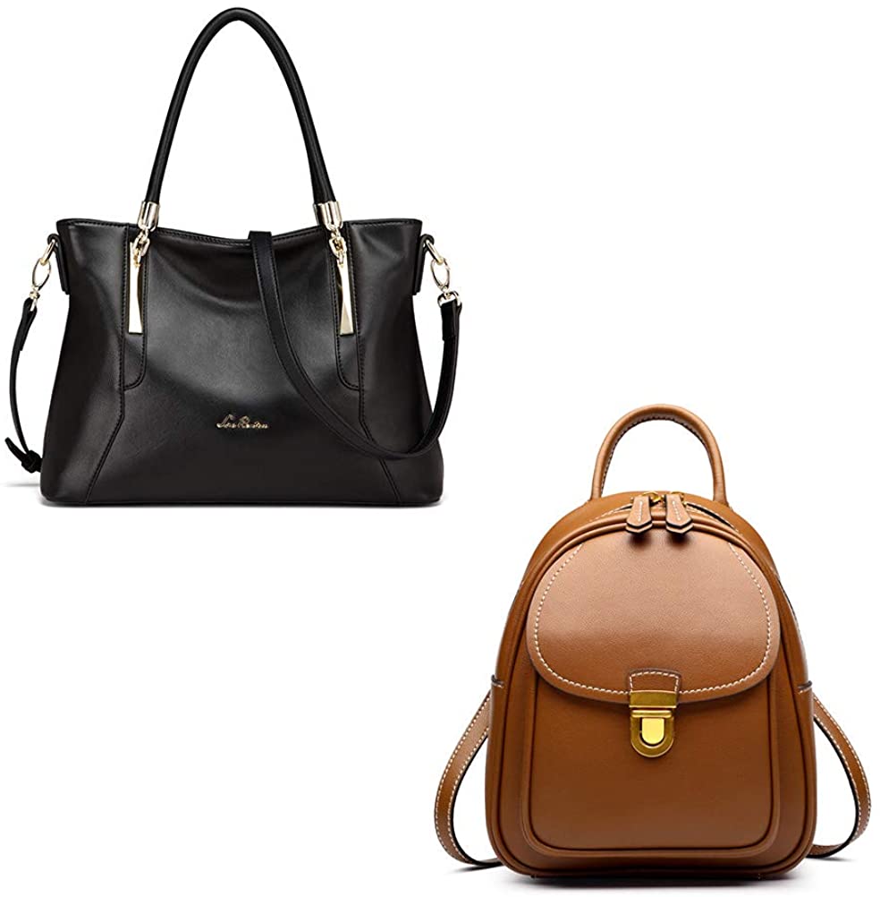 Price:$139.99    LAORENTOU Women‘s Cow Leather Mini Backpacks Convertable Straps Casual Daypack Small Backpacks for Women, Women's Cowhide Leather Purses and Handbags for Women Shoulder Bags Black Shoulder Tote Purse  Clothing