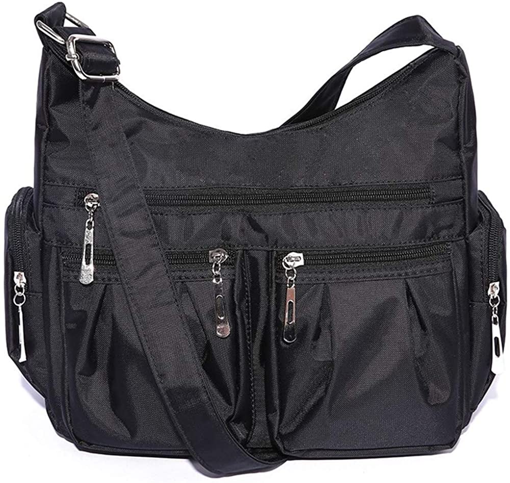 Price:$16.99 MANZOO Women Handbag Shoulder Bag Casual Multi Pocket Nylon Purse Everyday Basic Shoulder Bag Handbag  Handbags   