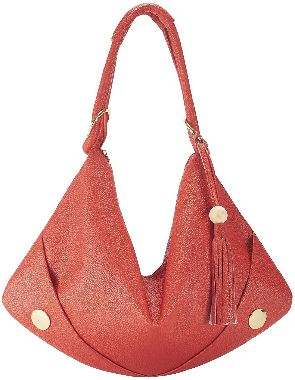 Price:$9.99    FROSSE Women Large Shoulder Handbag Designer Hobo Purse Tote Bags PU Leather with Tassel Red  Clothing