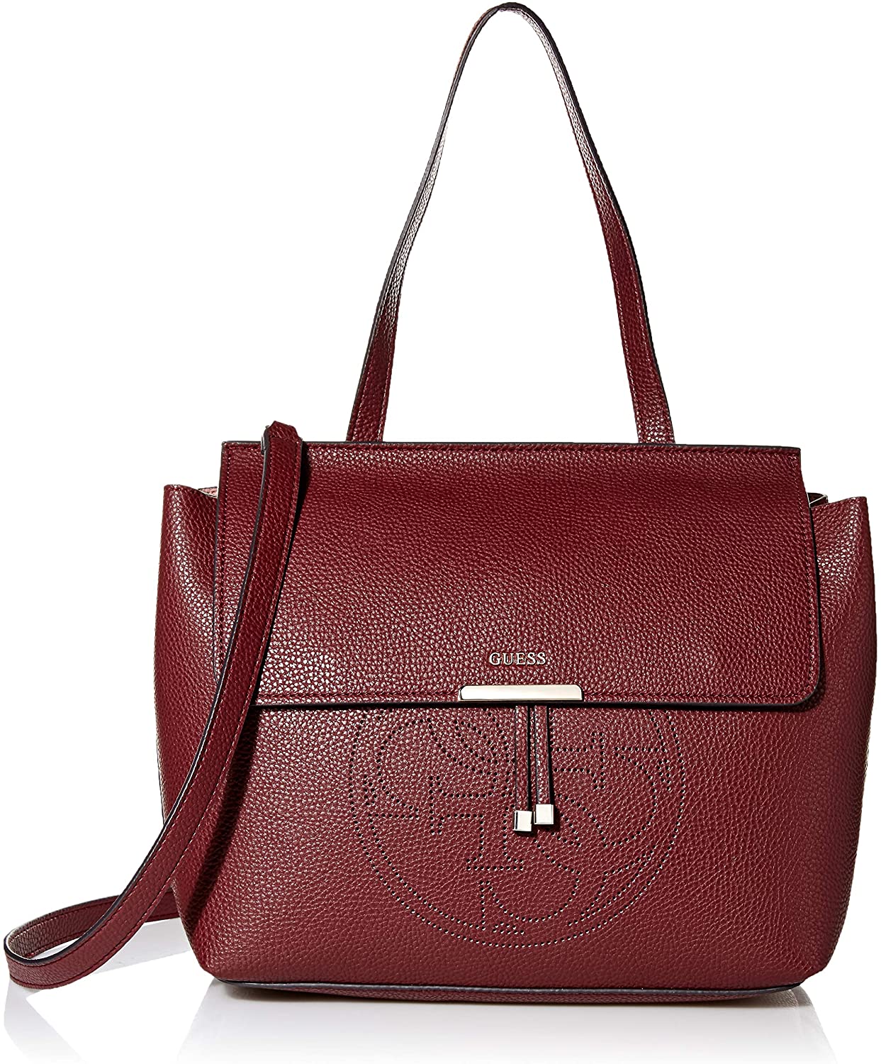 Price:$63.49 GUESS Varsity Pop Double Faced Top Handle Flap, Merlot/Rosewood  Handbags   