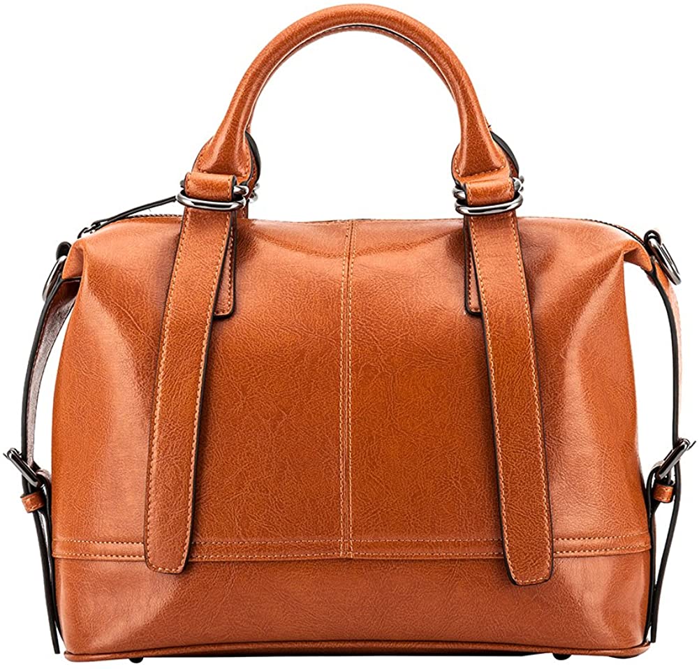 Price:$44.00    Ladies Soft Leather Purses and Handbags Hobo Shoulder Handbags Tote Bag with Zipper for Women (Brown)  Clothing