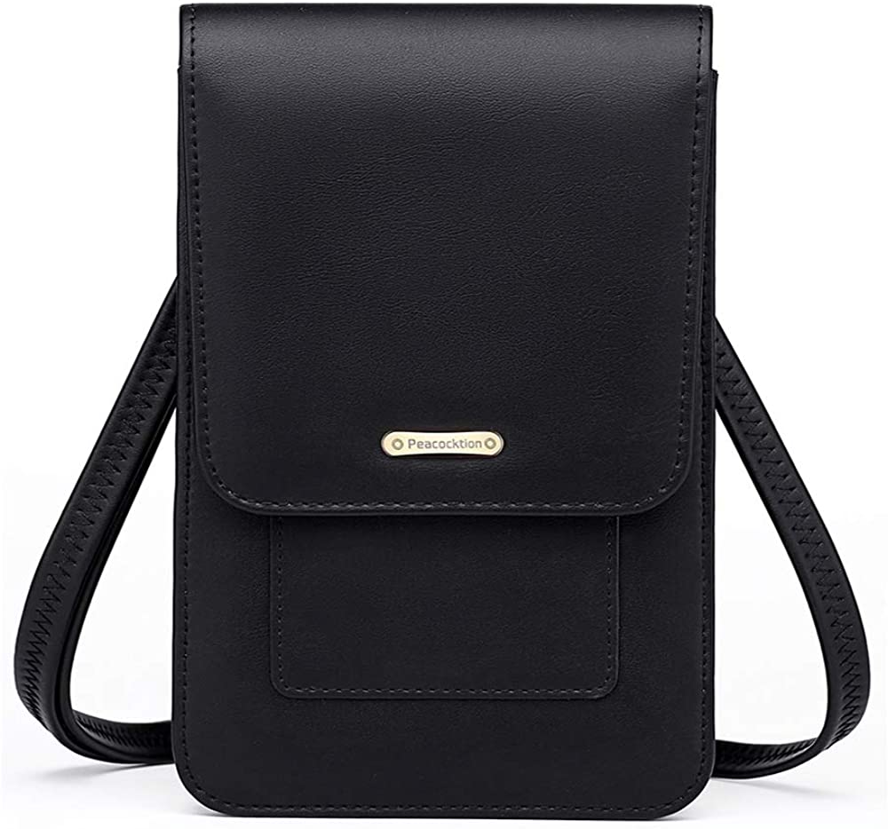 Price:$19.99 Peacocktion Small Crossbody Cell Phone Bag for Women, PU Leather Mini Shoulder Purse Wallet with Credit Card Slots (Black)  Handbags   