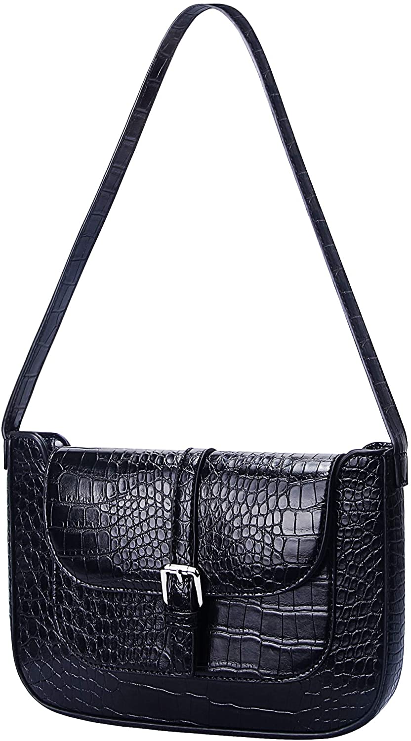 Price:$19.99    Retro Classic Crocodile Pattern Clutch Shoulder Handbags Tote Bag with Zipper Closure for Women  Clothing