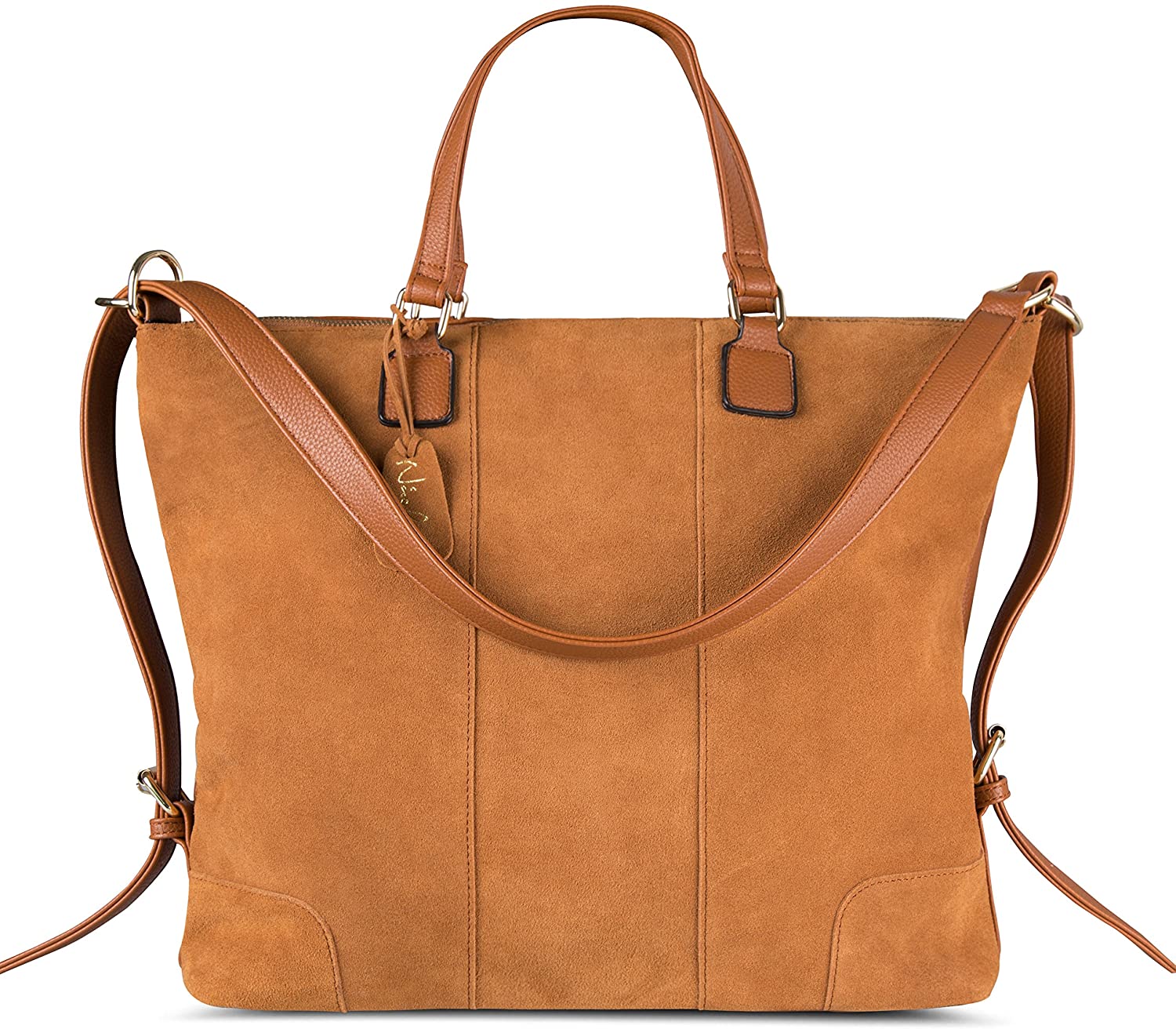 Price:$37.99    Nico Louise Women Real Split Suede Leather Shoulder Tote Bag Female Large Leisure Handbag (Yellow Brown)  Clothing