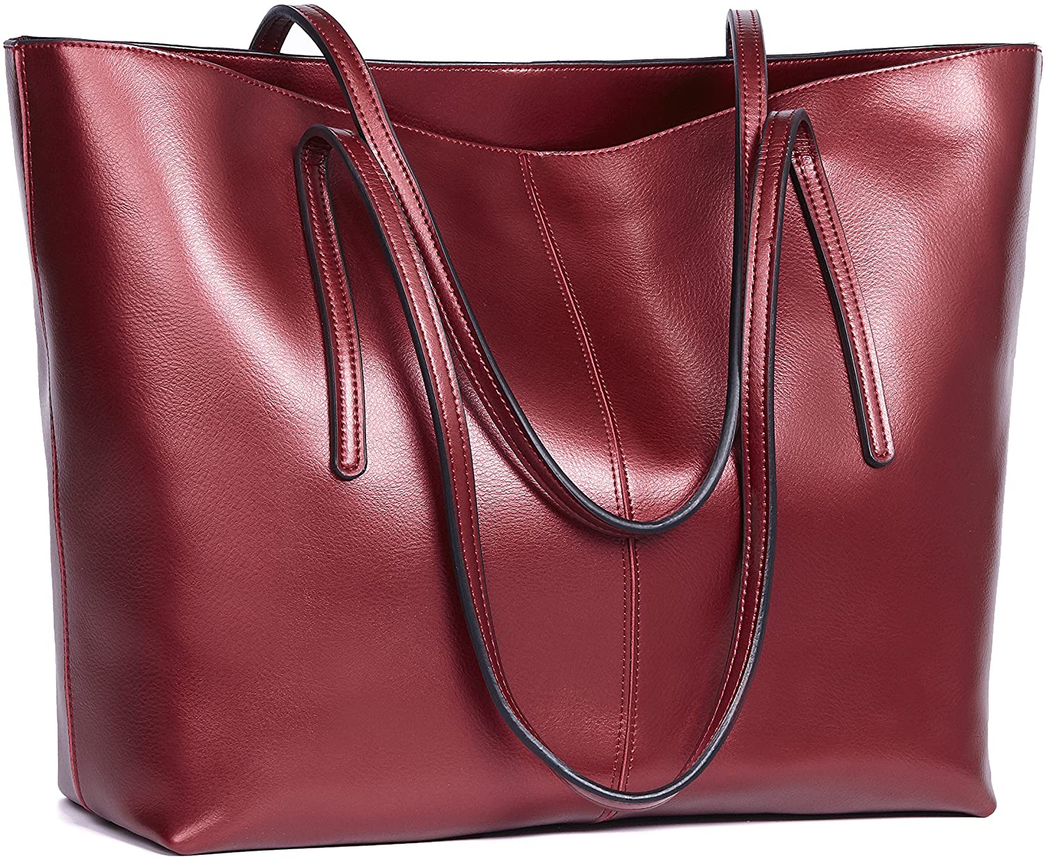 Price:$66.99    Obosoyo Women's Handbag Genuine Leather Tote Shoulder Bags Soft Hot Wine-red  Clothing