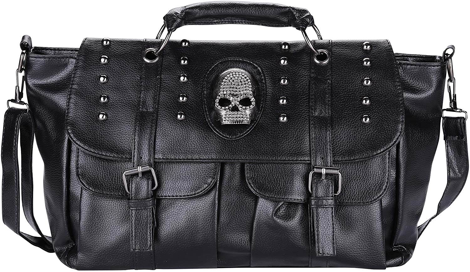 Price:$38.64    I-MART Women Motorcycle Hobo Handbag Punk Style Pu Leather Skull Shoulder Bag Tote Bags Satchel Purse  Clothing