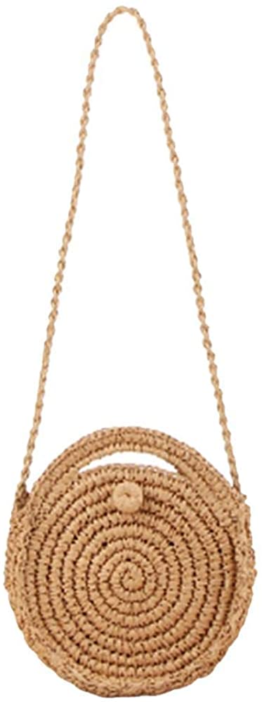 Price:$14.99    Milky Way Womens Round Straw Crossbody Bag Woven Shoulder Bag Casual Beach Tote Purse Summer Handbags (Camel)  Clothing
