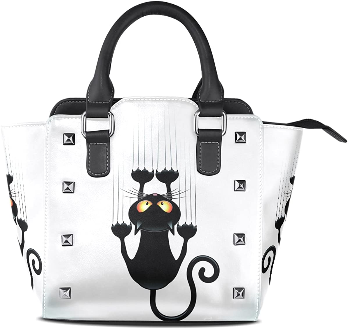 Price:$47.99    Womens Moon Cat Couples Leather Handbags Purses Shoulder Tote Satchel Bags, Cat Paw Print, 7.483.947.48 inches(LWH)  Clothing